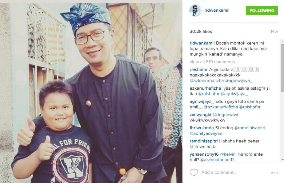 Ha-Ha-Hi-Hi Di Instagram Ridwan Kamil