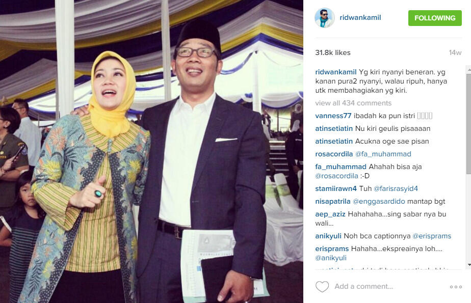 Ha-Ha-Hi-Hi Di Instagram Ridwan Kamil