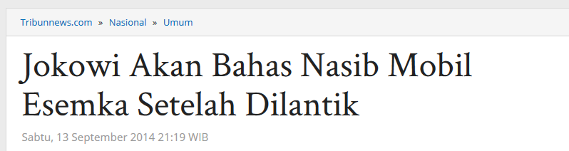 DPR Sindir Jokowi soal Nasib Mobil Esemka