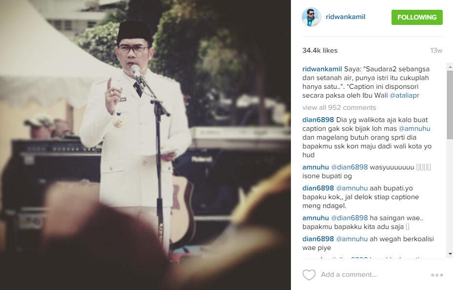 Ha-Ha-Hi-Hi Di Instagram Ridwan Kamil