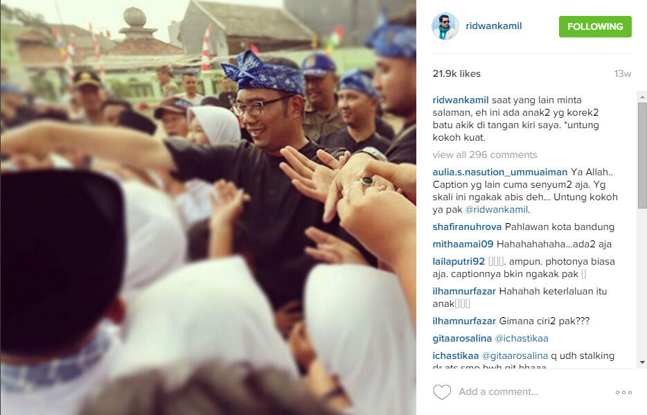 Ha-Ha-Hi-Hi Di Instagram Ridwan Kamil