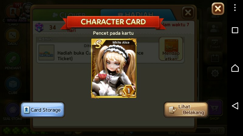 Character card. White Alice Pack.