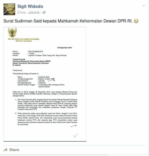Ini Isi Laporan Sudirman Said ke MKD DPR, Ada Nama Reza Chalid