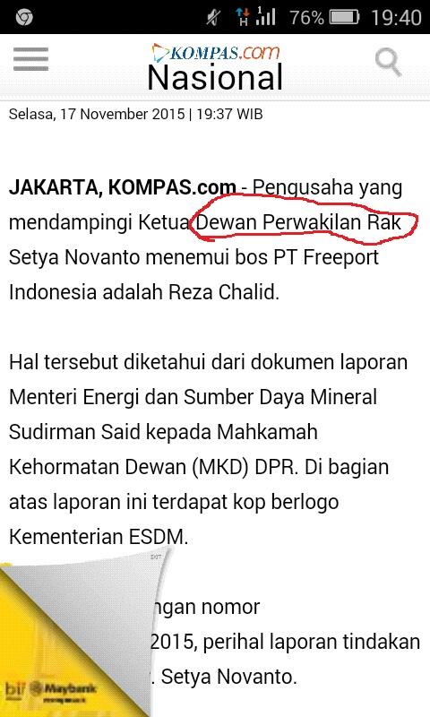 Haha , kata Kompas.com ..Setya Novanto itu ketua Dewan Perwakilan Rak