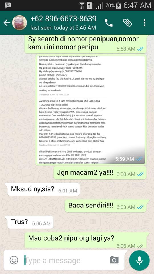 Hati-hati dengan nomor penipu 089666738639 ini, berkeliaran di kaskus nih