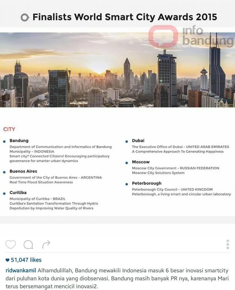 (Keren) Mewakili Indonesia, Kota Bandung Jadi Finalis World Smart City Awards 2015