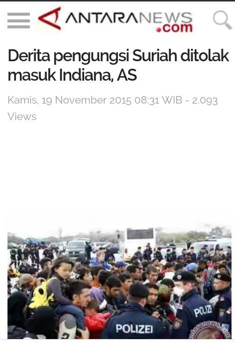 Derita pengungsi Suriah ditolak masuk Indiana, AS