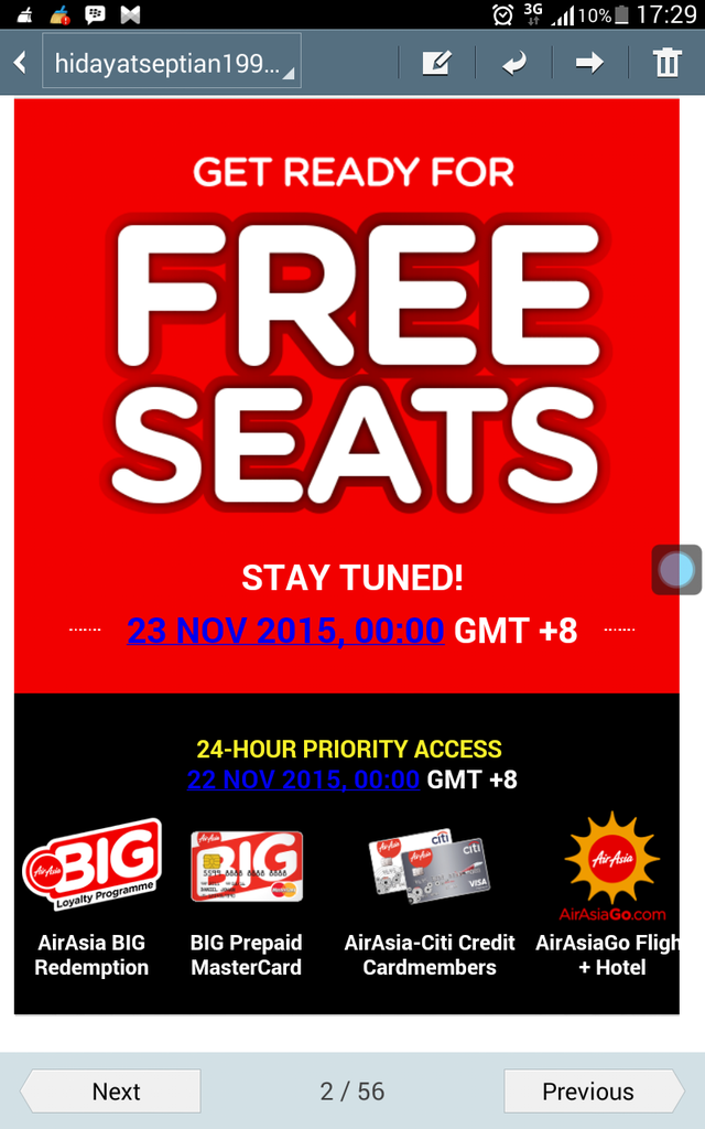 Air Asia FREE SEAT - 22 November 2015 !!!!