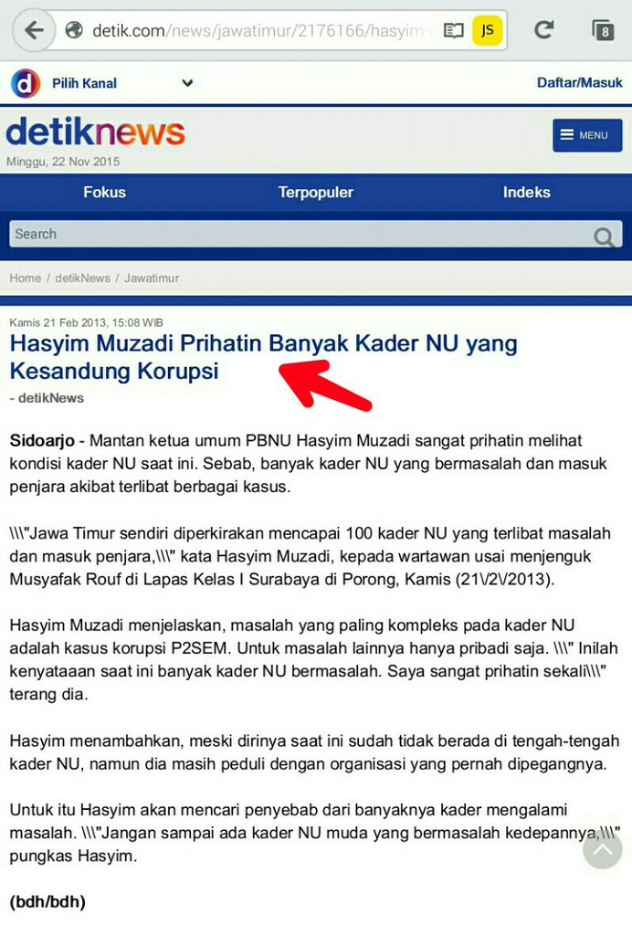 NU: Koruptor Tak Layak Hidup