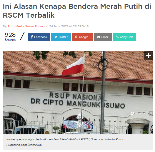Insiden Pengibaran Berdera Merah Putih Terbalik