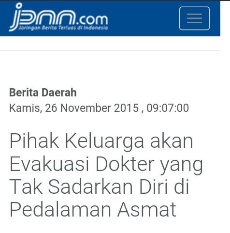 Memilukan... Dokter PTT yang Mengabdi di Pedalaman Asmat 3 Hari Tak Sadarkan Diri