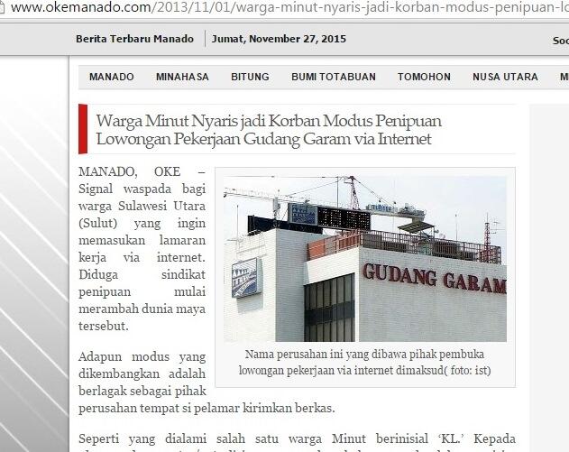 Gan, Menurut Ente Panggilan Kerja Gudang Garam ini Penipuan Atau Tidak..?? 