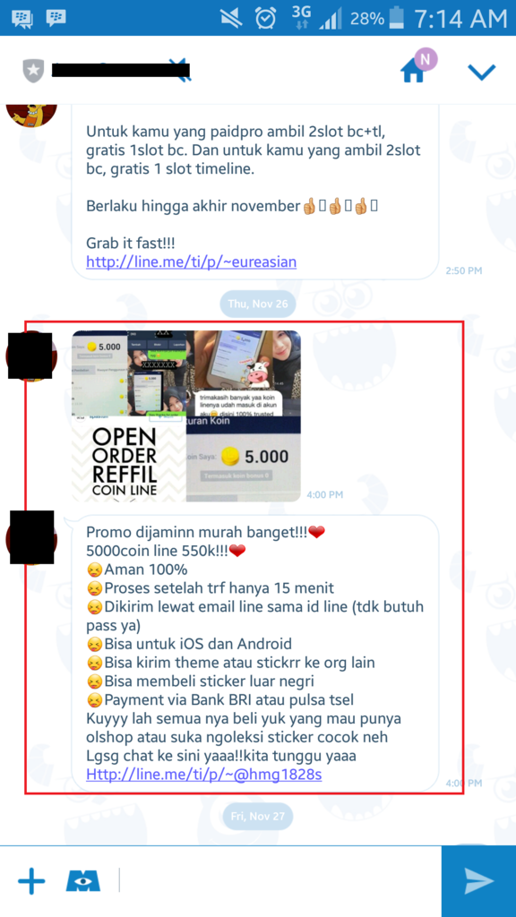 PENIPUAN BERKEDOK REFILL KOIN LINE