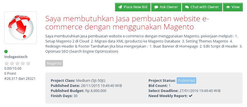 &#91;KERJA DARI RUMAH&#93; Pembuatan website e-commerce dengan Magento (budget Rp 8jt)