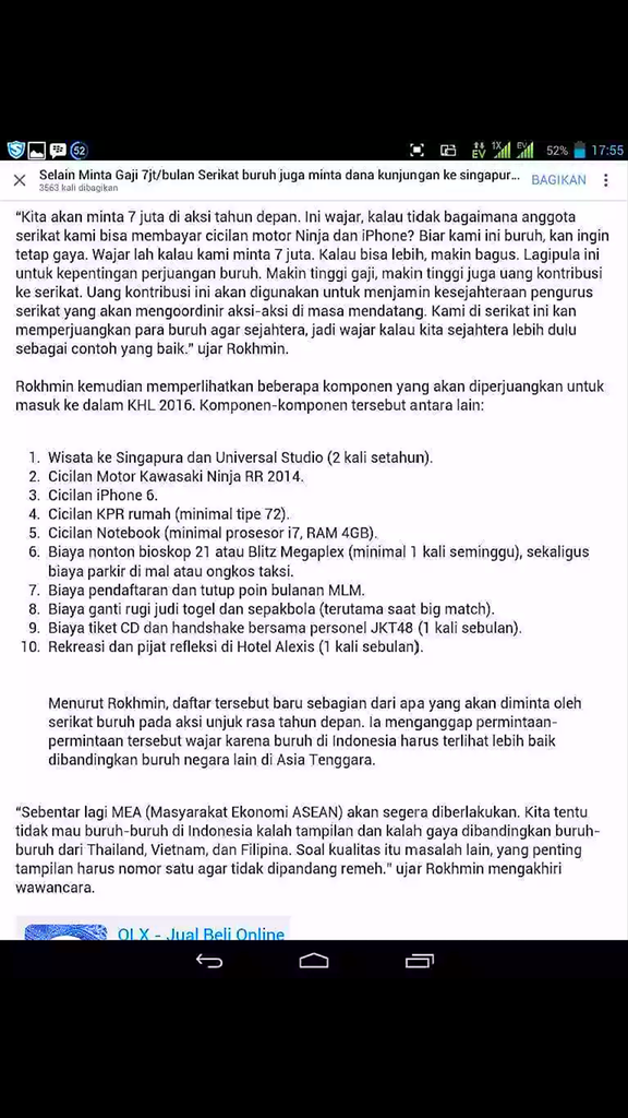 Menurut Agan2 nyang Budiman, Haruskah Pemerintah Merealisasikan Permintaan Buruh Ini?