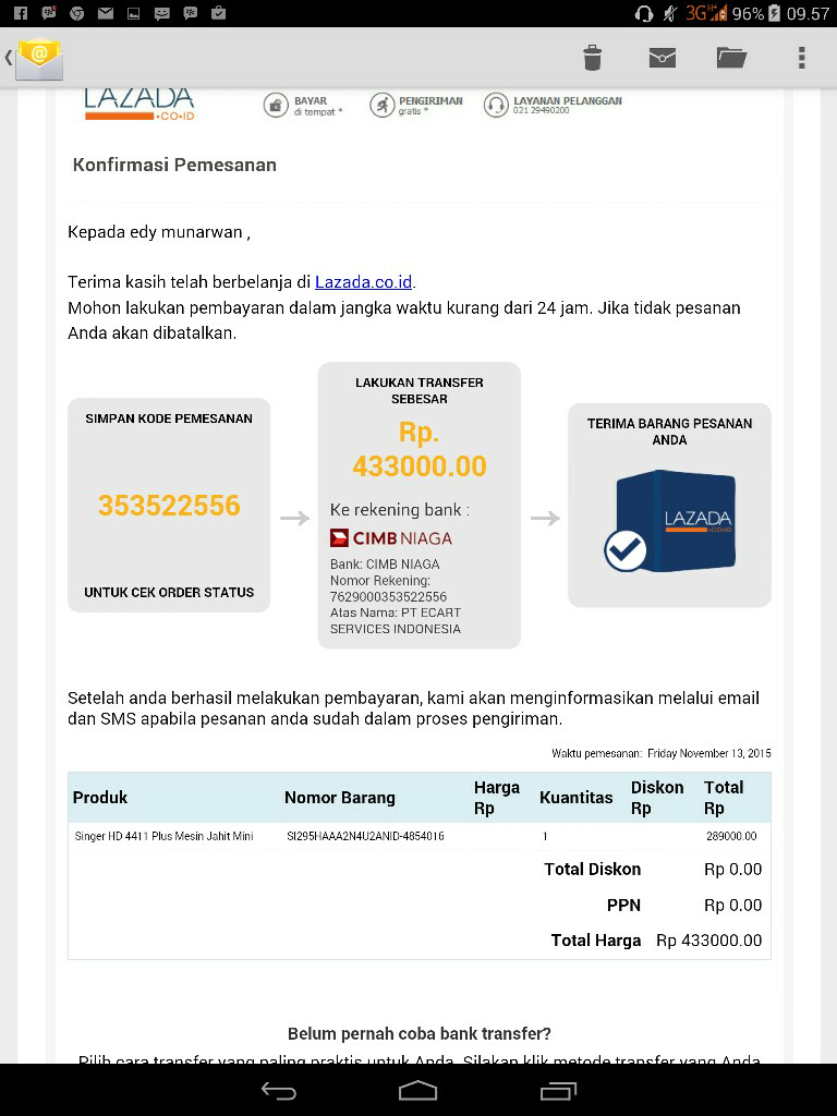 Transaksi di Lazada yang memusingkan kepala