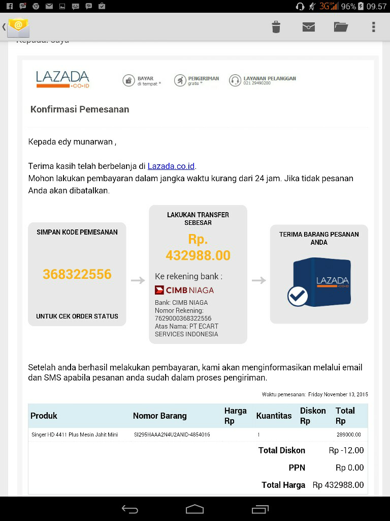 Transaksi di Lazada yang memusingkan kepala