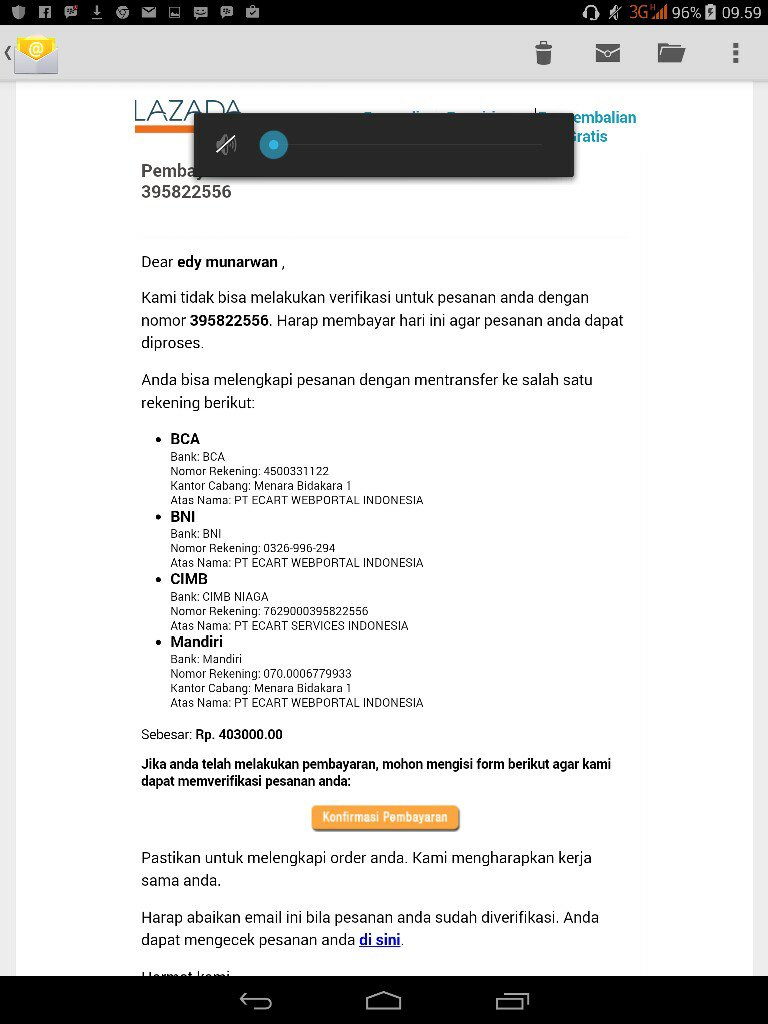 Transaksi di Lazada yang memusingkan kepala
