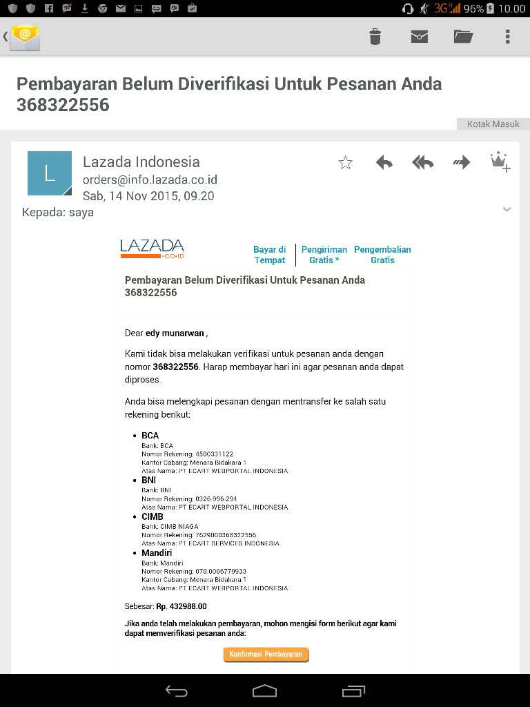Transaksi di Lazada yang memusingkan kepala