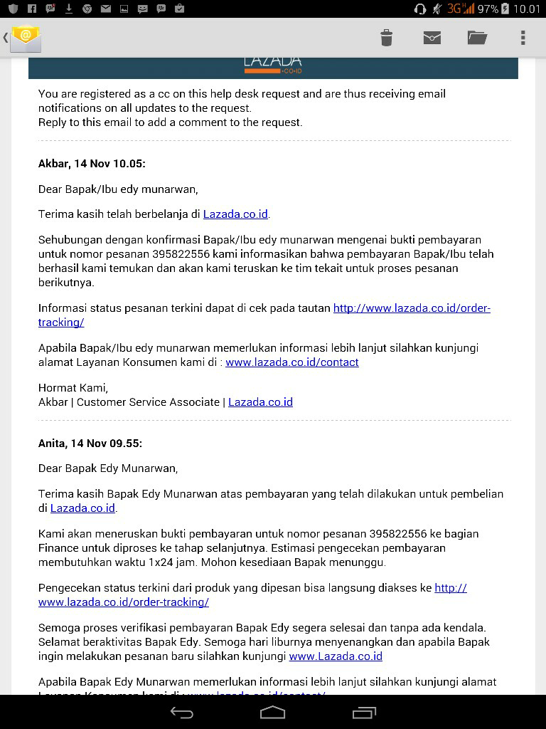 Transaksi di Lazada yang memusingkan kepala