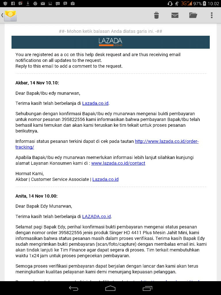 Transaksi di Lazada yang memusingkan kepala