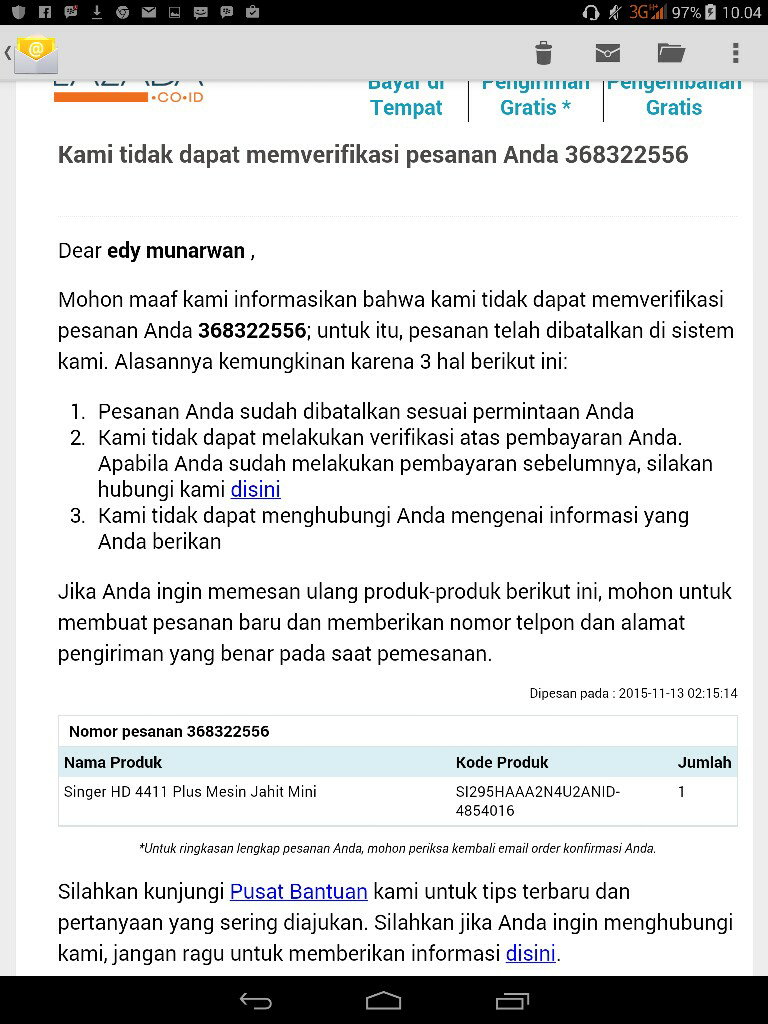Transaksi di Lazada yang memusingkan kepala