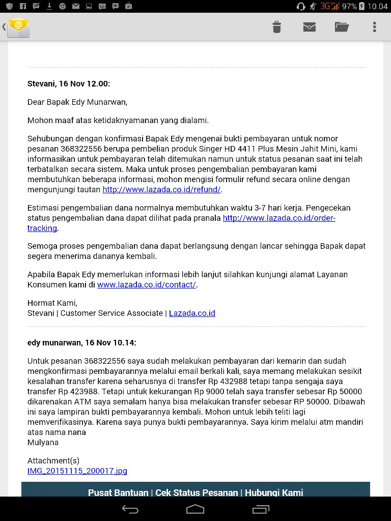 Transaksi di Lazada yang memusingkan kepala