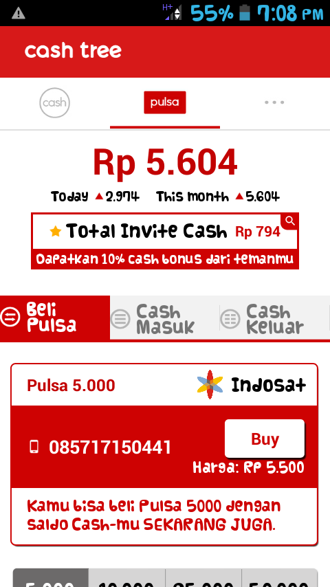 CashTree Aplikasi penghasil Pulsa Gratis Android