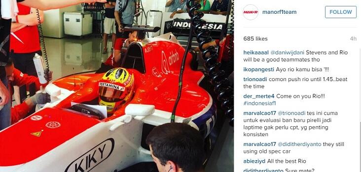 Rio Haryanto Test Dengan Team F1 Manor Racing Team !! Smoga Lulus ^^