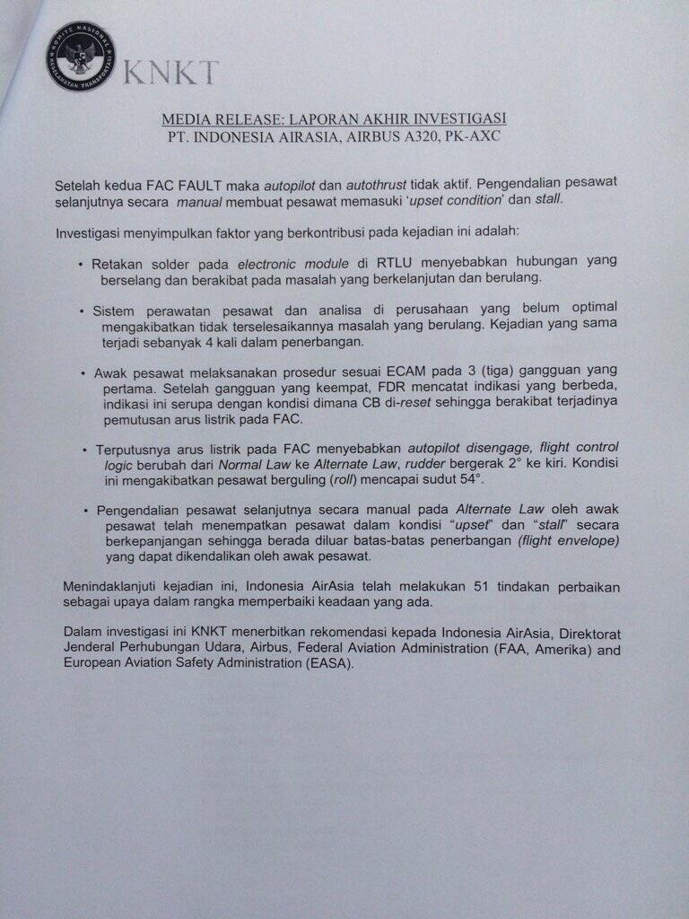 FINAL REPORT FLIGHT QZ8501