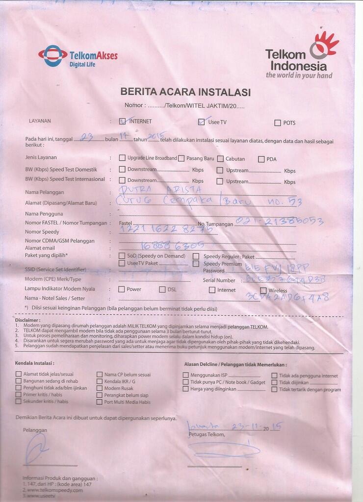 KECEWA DENGAN LAYANAN INDIHOME TELKOM STO KLENDER