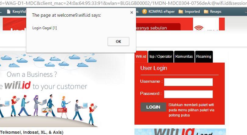 Wifi.id landing page selalu tampil &quot;Login gagal&quot; padahal belum login