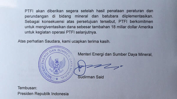 Sudirman Said: Surat kepada Freeport McMoran Seizin Presiden Jokowi