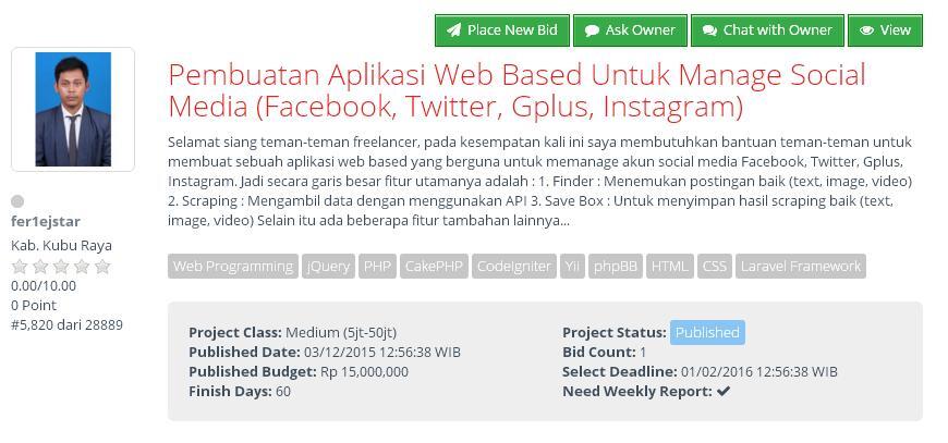 &#91;LOWONGAN&#93; Pembuatan Aplikasi Web Based Untuk Manage Social Media (budget Rp 15jt)