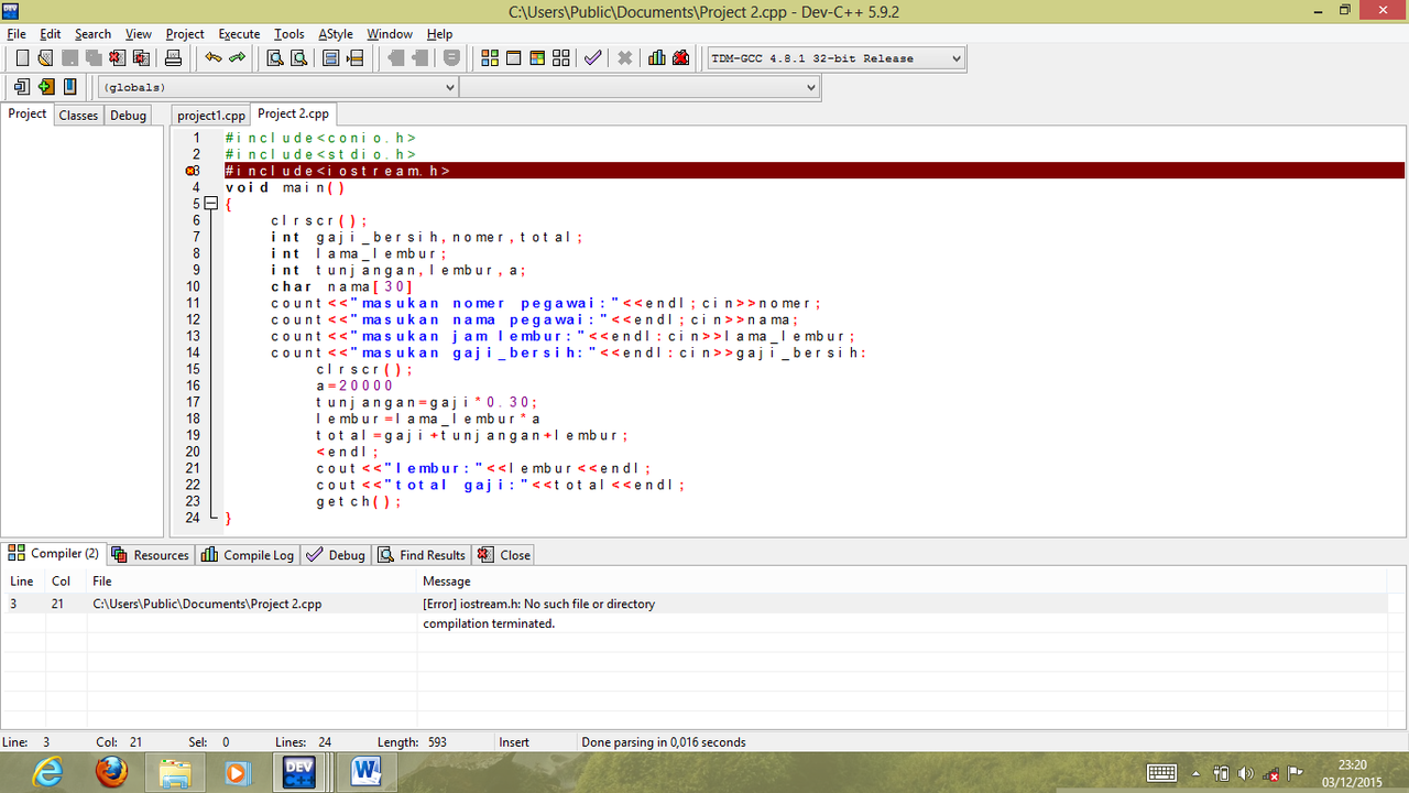 help cara fix bahasa c