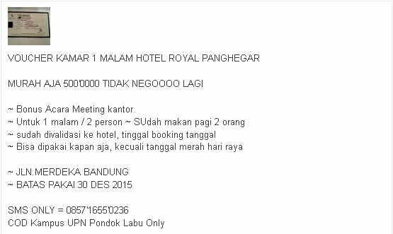Yang suka hunting Voucher Hotel di OLX. hati-2 banyak penipuan
