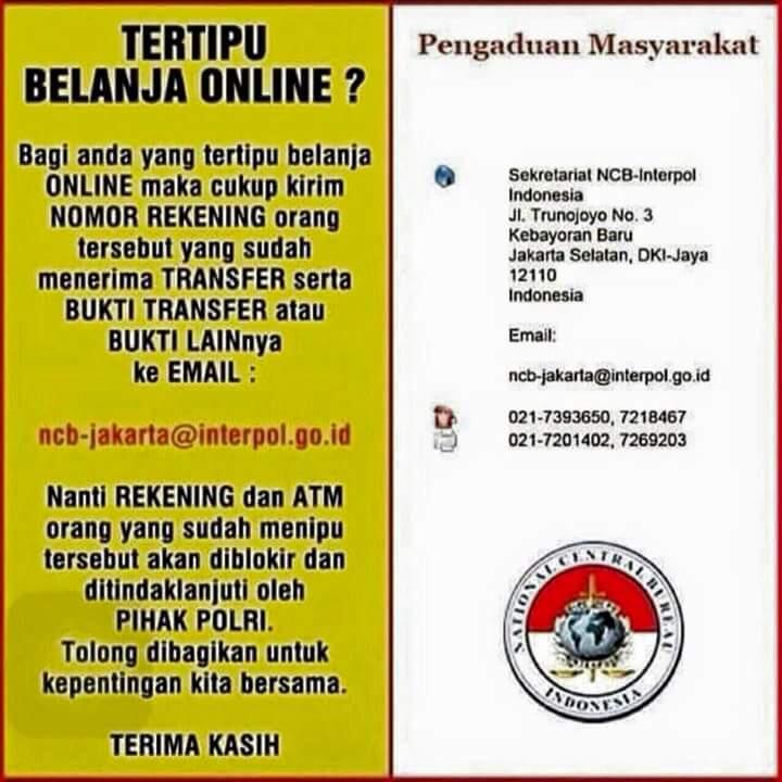 hotline tempat pengaduan belanja online