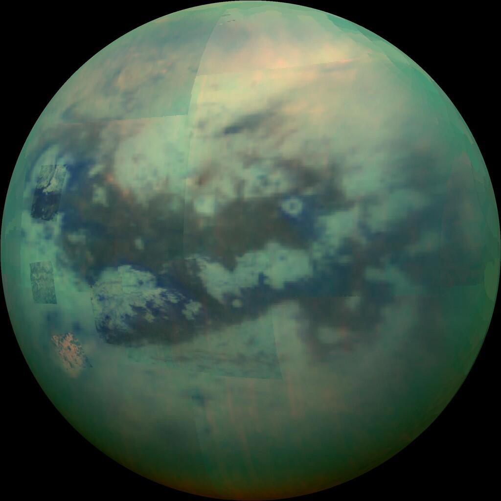 Earth-like surface of Saturn's largest moon