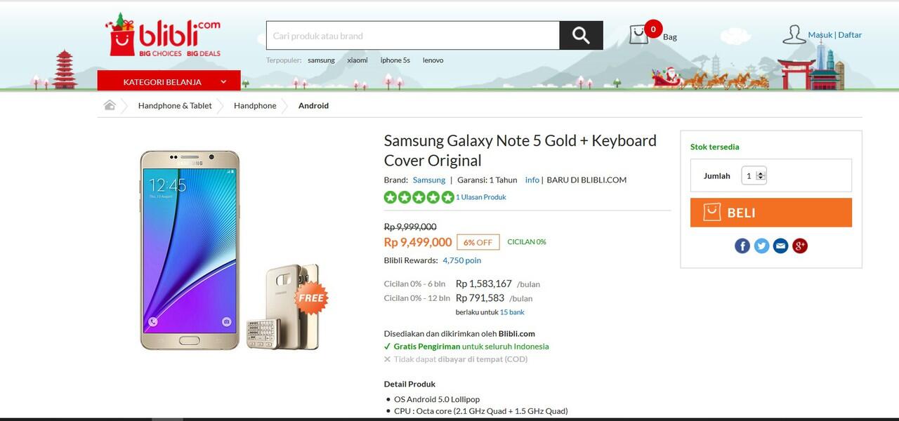 Galaxy Note 5: Lapak termurah dari gadget ini gan