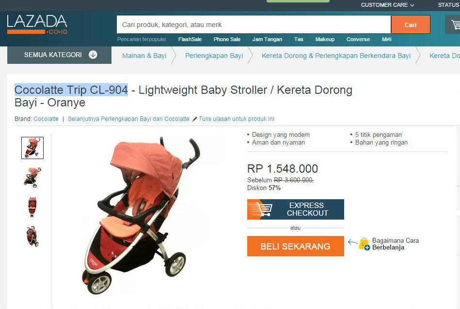 Kereta Dorong Bayi : Temukan penawaran terbaik dari 3 toko online di sini