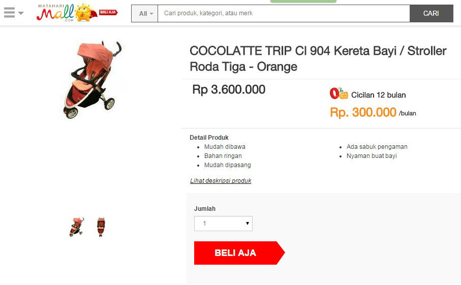 Kereta Dorong Bayi : Temukan penawaran terbaik dari 3 toko online di sini