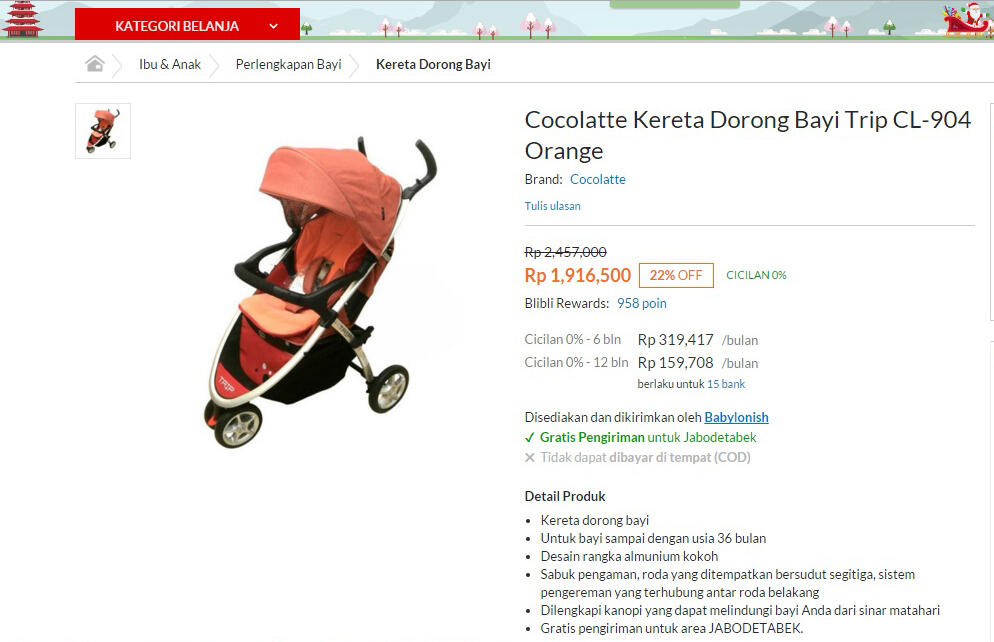 Kereta Dorong Bayi : Temukan penawaran terbaik dari 3 toko online di sini