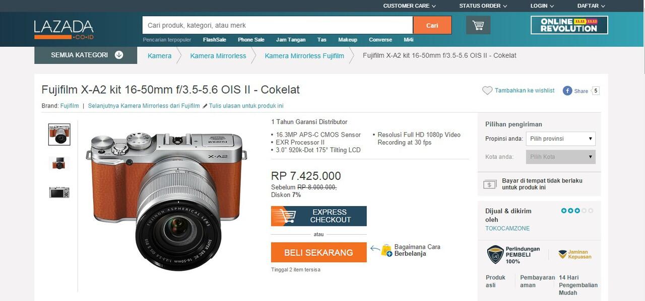 Fujifilm X-A2: Lapak Paling Murah Nih Gan