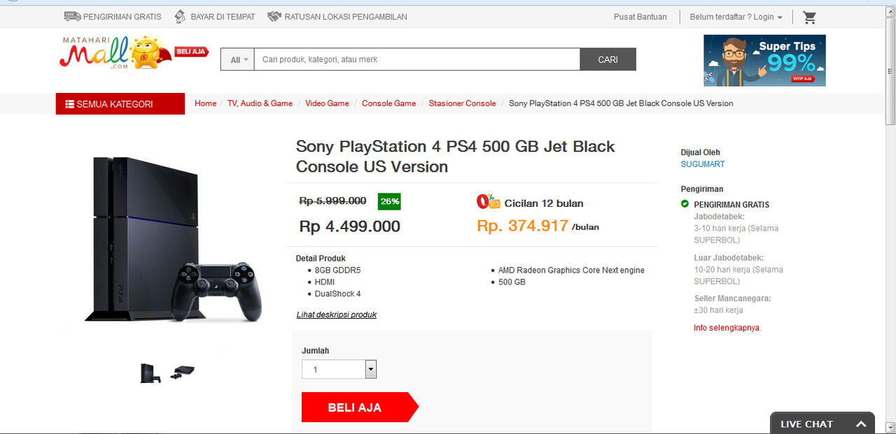 Playstation 4 : Lapak Paling Murah dan Super Bonusnya