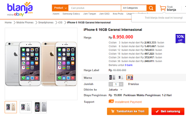 iPhone 6 16GB : Penawaran Terbaik Dari 4 Lapak Online 