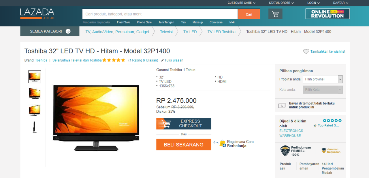 Toshiba 32&quot; LED TV: Masihkah ada penawaran harga terbaik??