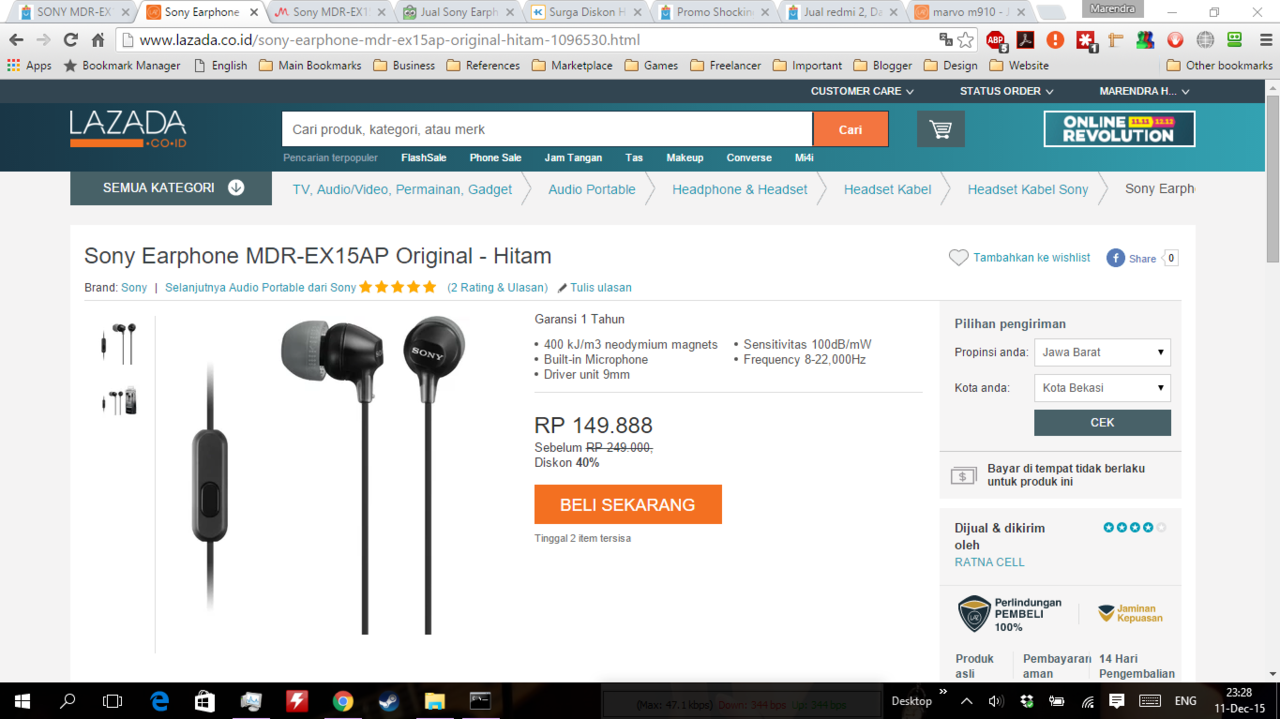 Sony MDR MDR-EX15AP: Earphone Murah Harga Kere Kualitas HORE! Bandingin sini GAN!