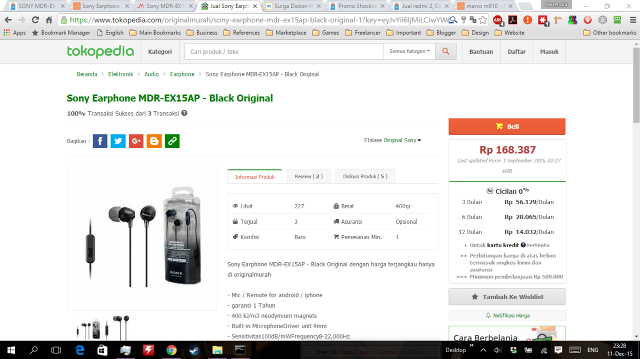 Sony MDR MDR-EX15AP: Earphone Murah Harga Kere Kualitas HORE! Bandingin sini GAN!