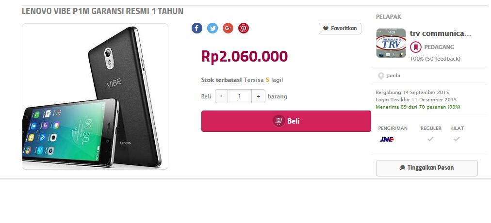 Lenovo Vibe P1 termurah sejagat Indonesia