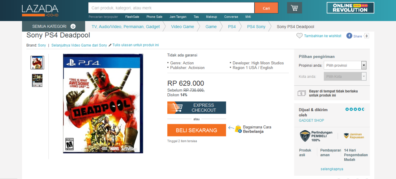 Sony PS4 Deadpool: Temukan 3 penawaran terbaik di sini